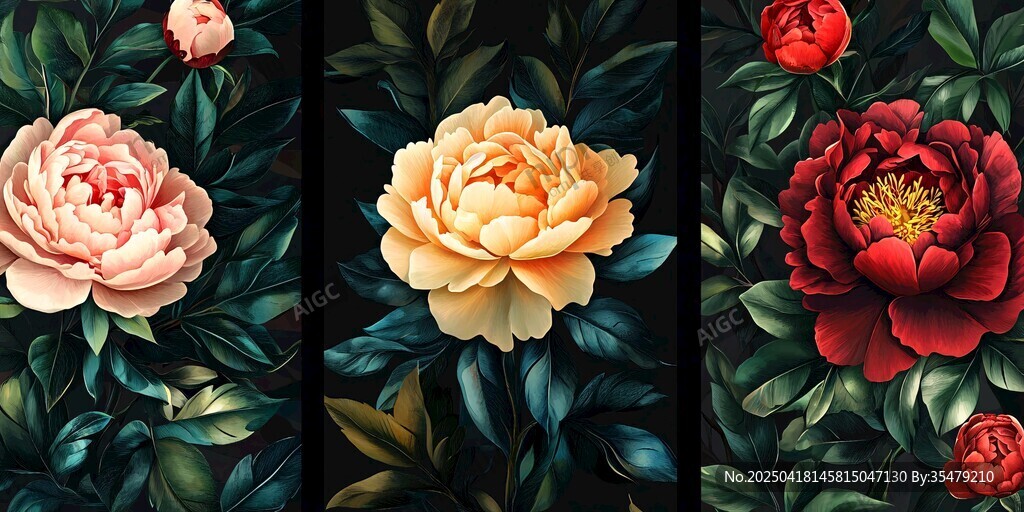 三色牡丹綻放 盡顯風(fēng)姿