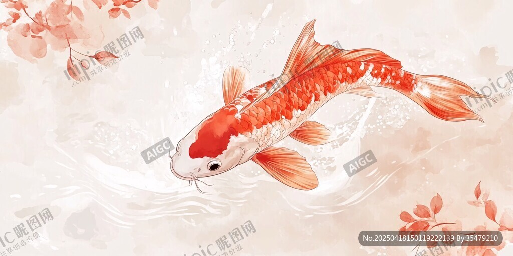 錦鯉戲花圖