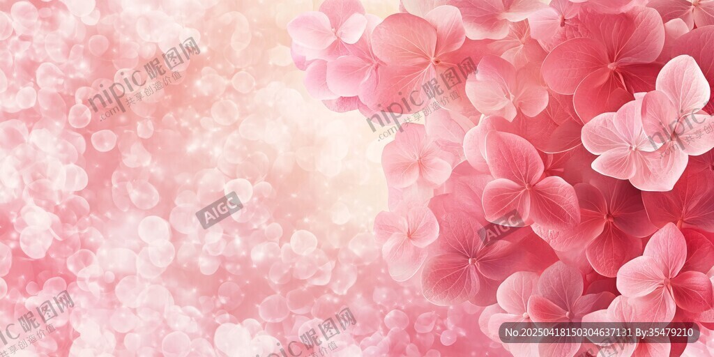 浪漫粉色花卉夢幻背景圖
