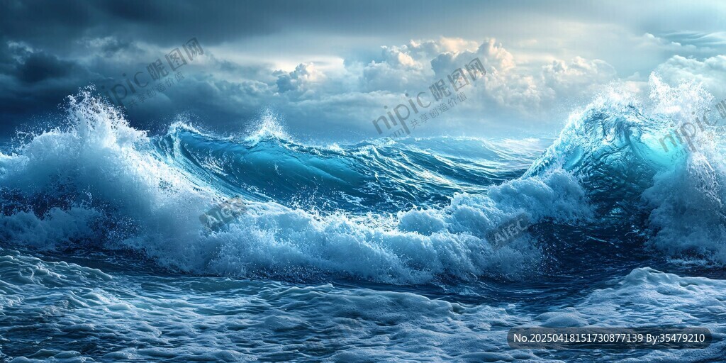 洶涌海浪與陰沉天空的壯美