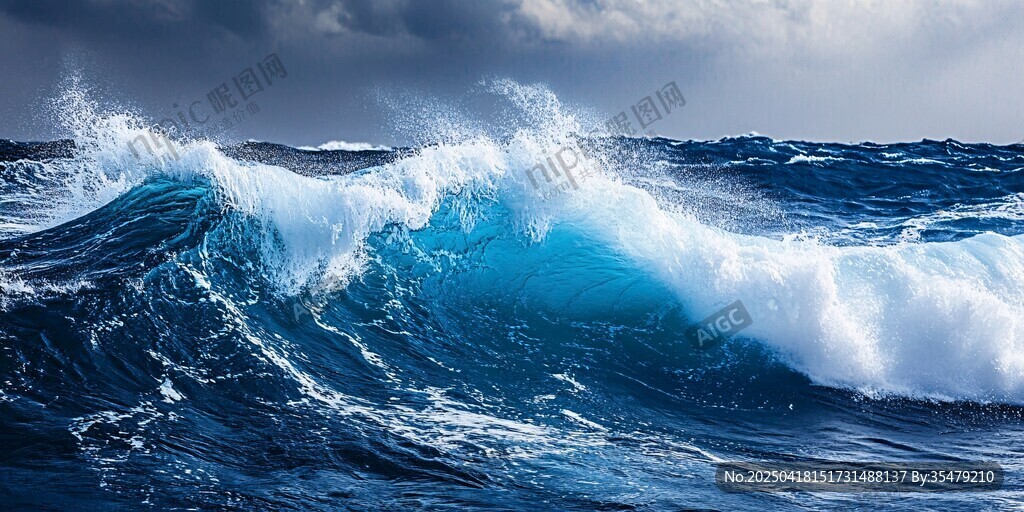 洶涌海浪翻滾的壯闊海洋