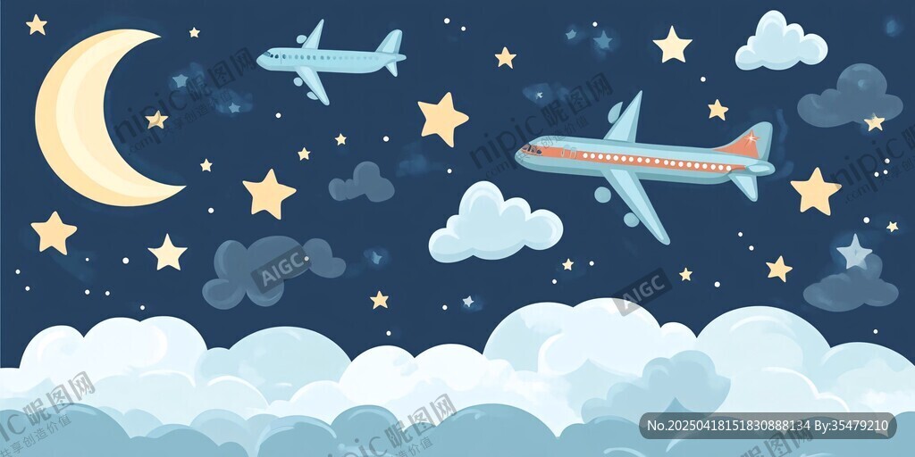 夜空中的飛機(jī)夢幻飛行