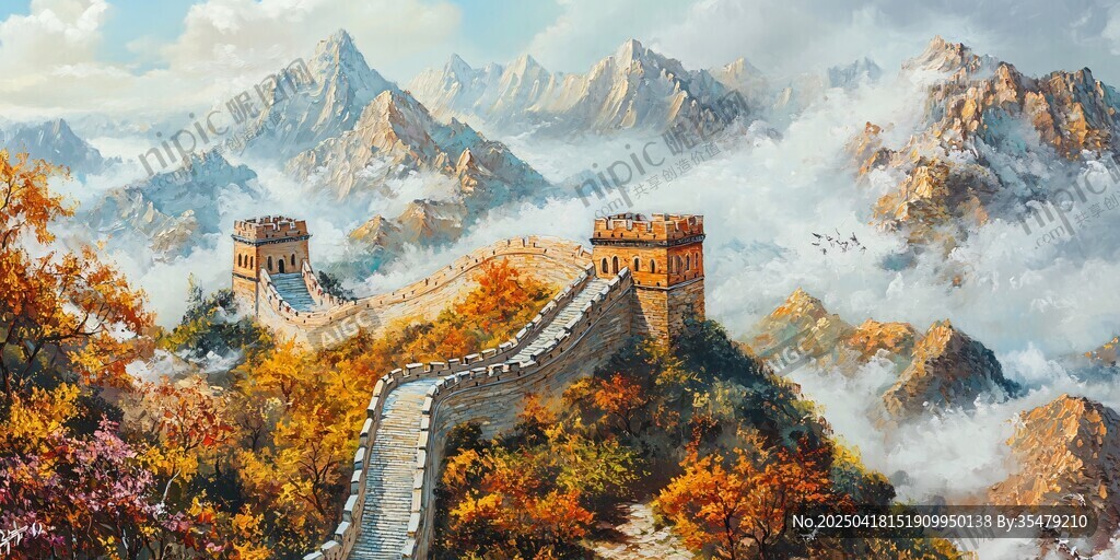 秋日壯麗長城云海美景