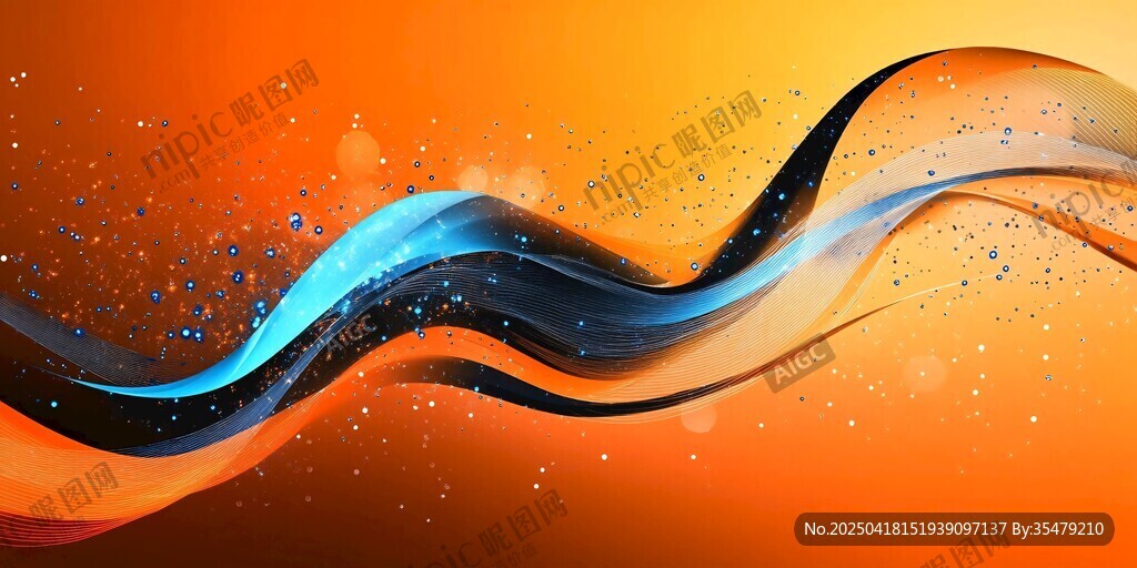 橙色背景靈動炫彩波浪