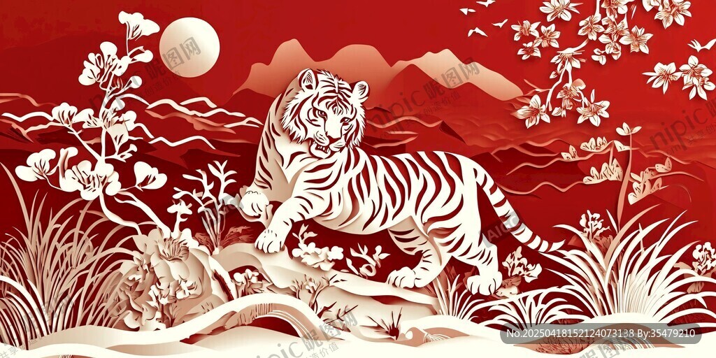 瑞虎賀歲圖 中式精美畫卷
