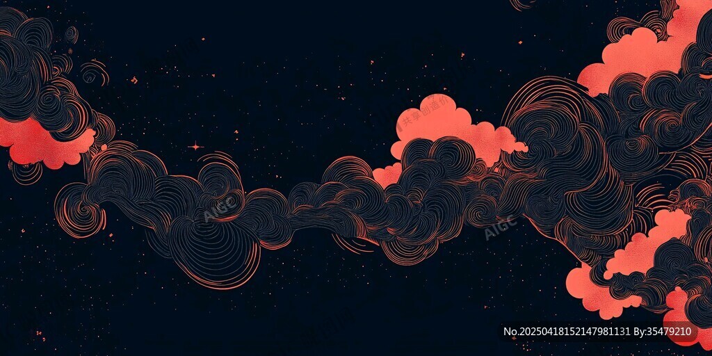 夢幻煙云線條 深邃夜背景