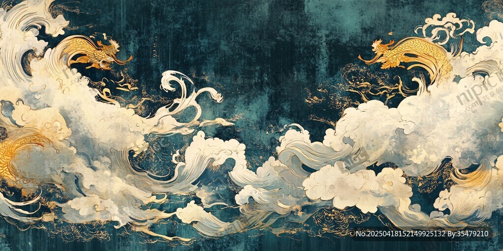 中式云海祥龍國風(fēng)插畫