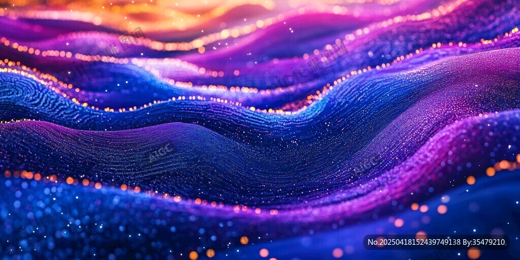 夢幻絢麗流動粒子波浪圖
