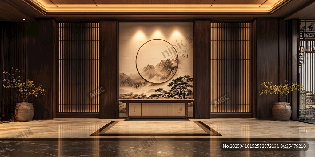 中式典雅入戶玄關(guān)設(shè)計(jì)