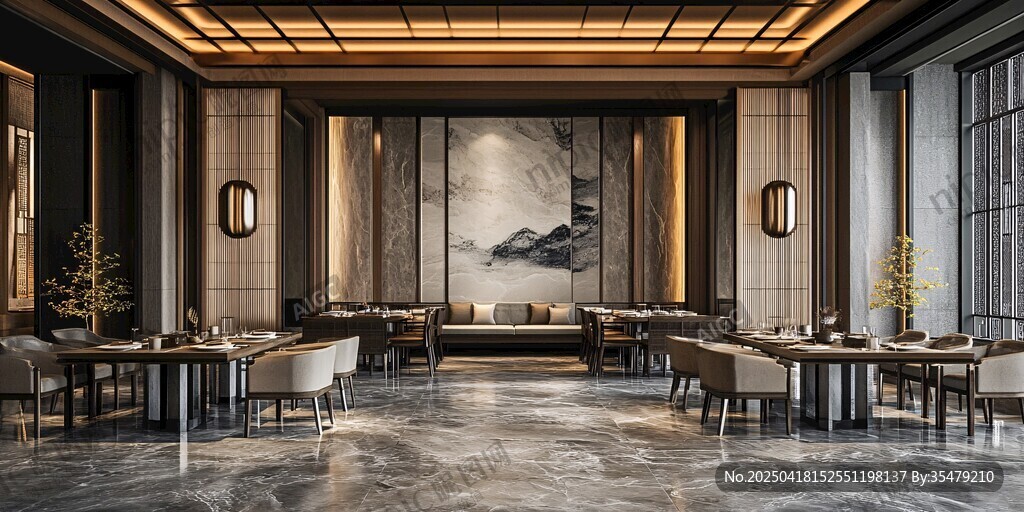 現(xiàn)代中式風格豪華餐廳空間