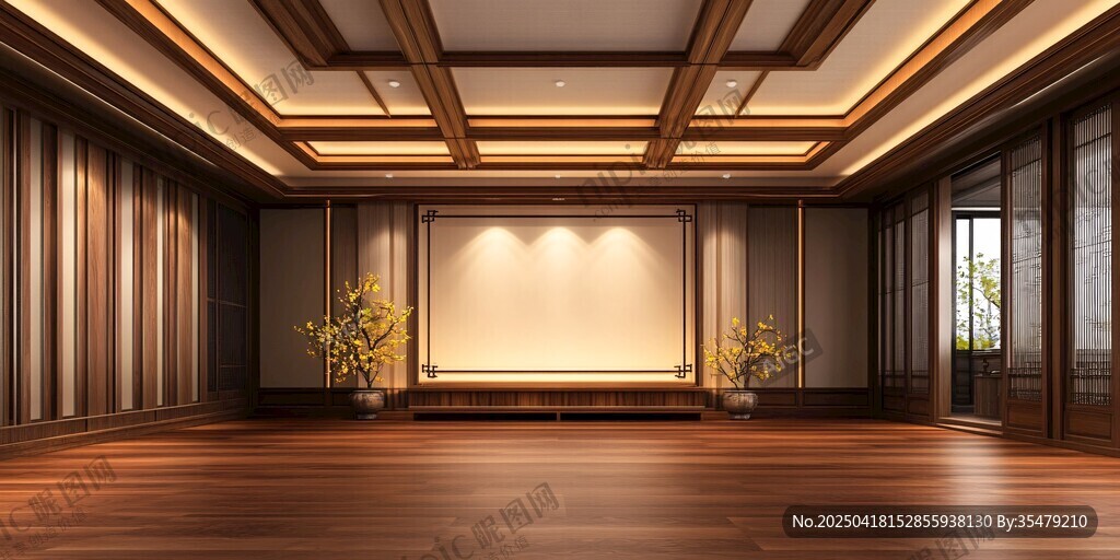 中式典雅空曠室內(nèi)空間