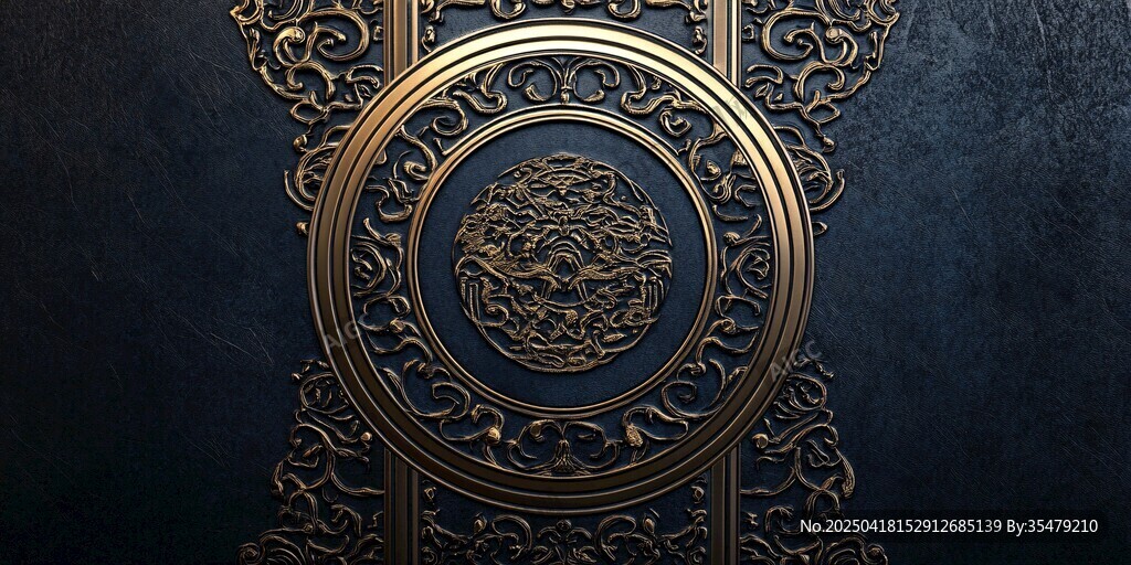 黑金浮雕花紋金屬裝飾圖案