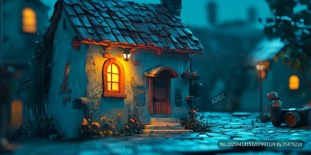 夢幻小屋的溫馨夜景