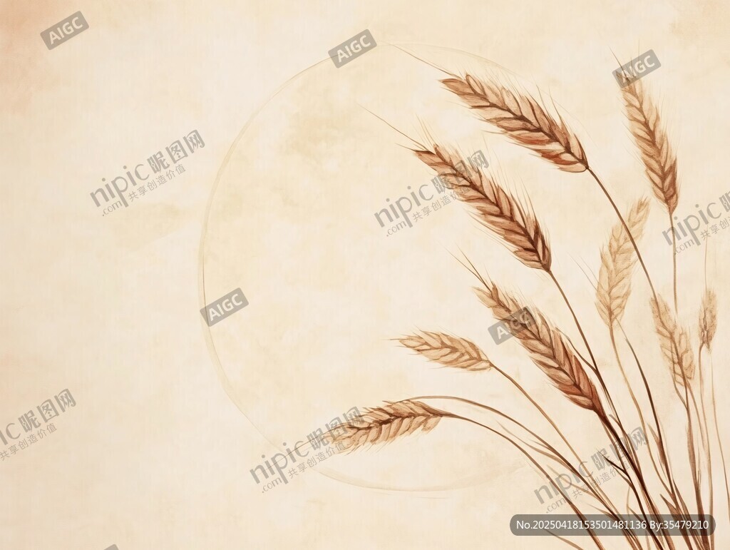 復(fù)古風(fēng)麥穗插畫背景圖
