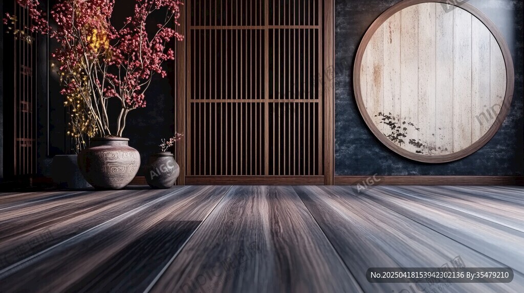 中式雅致室內(nèi)空間場(chǎng)景