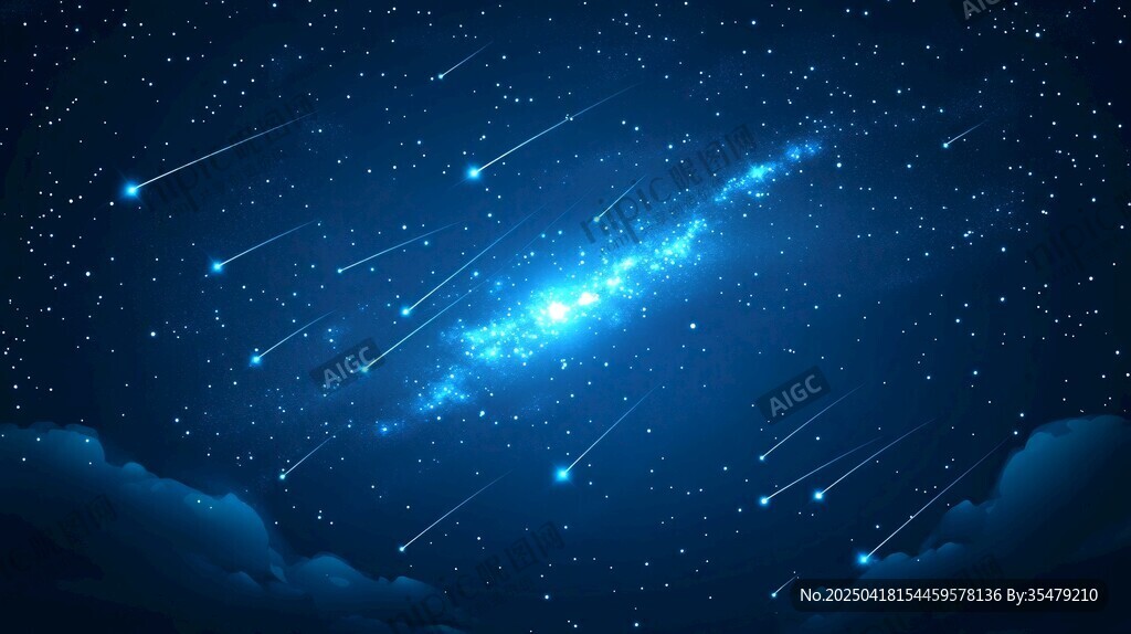夢(mèng)幻星空流星夜景圖