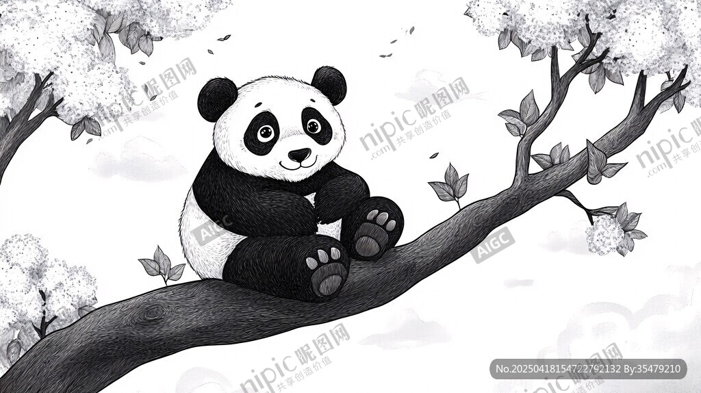 熊貓愜意坐枝頭賞景