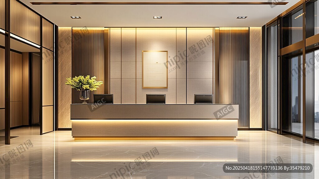 現(xiàn)代豪華酒店大堂接待區(qū)