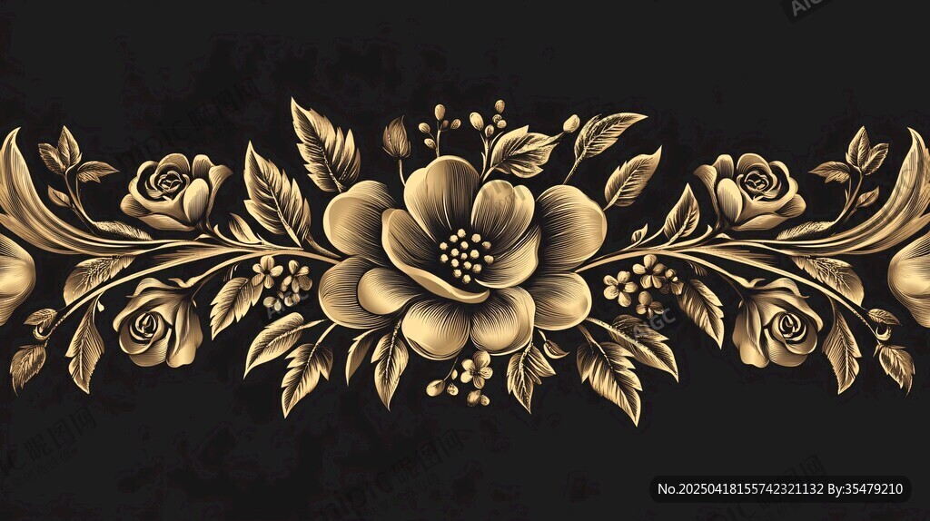 金色花卉裝飾圖案