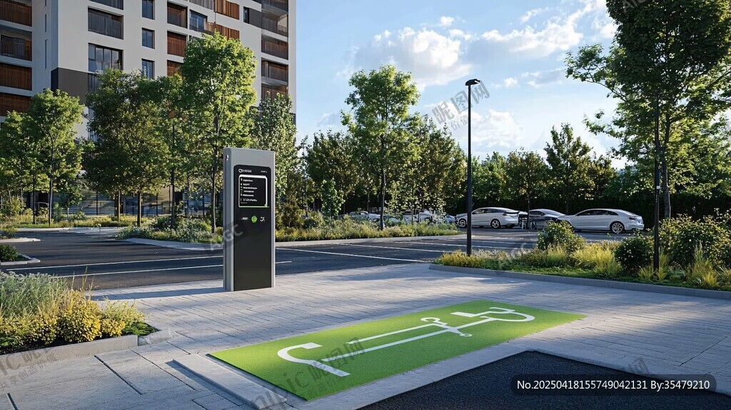 現(xiàn)代小區(qū)旁的電動汽車充電站
