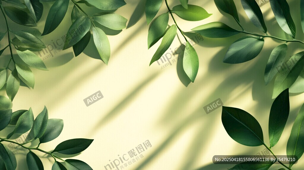 清新綠葉背景圖