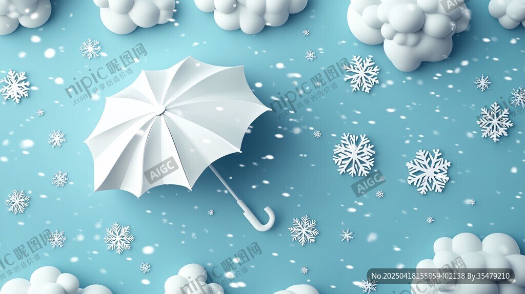 藍(lán)天下的雪傘與云朵