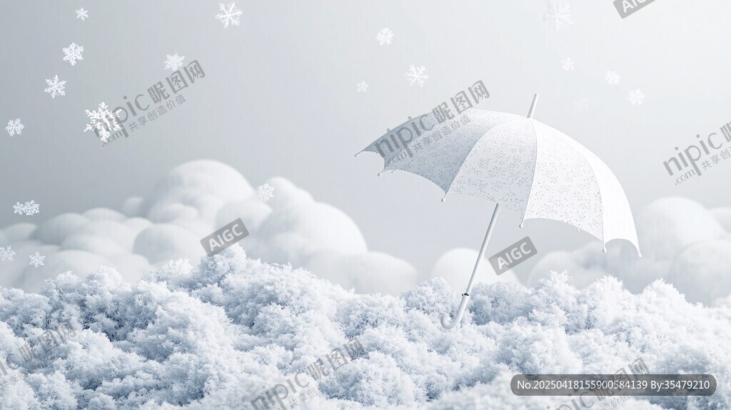 雪境中的純白雨傘