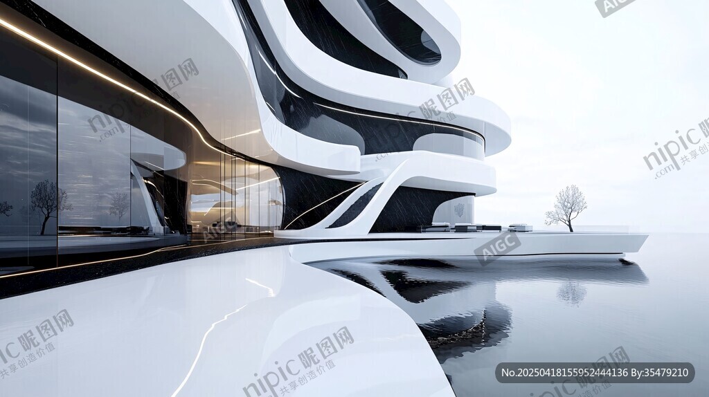 未來感流線型現(xiàn)代建筑景觀