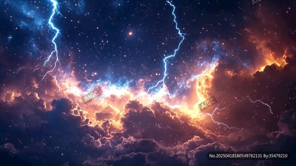 夢幻閃電星空震撼景象