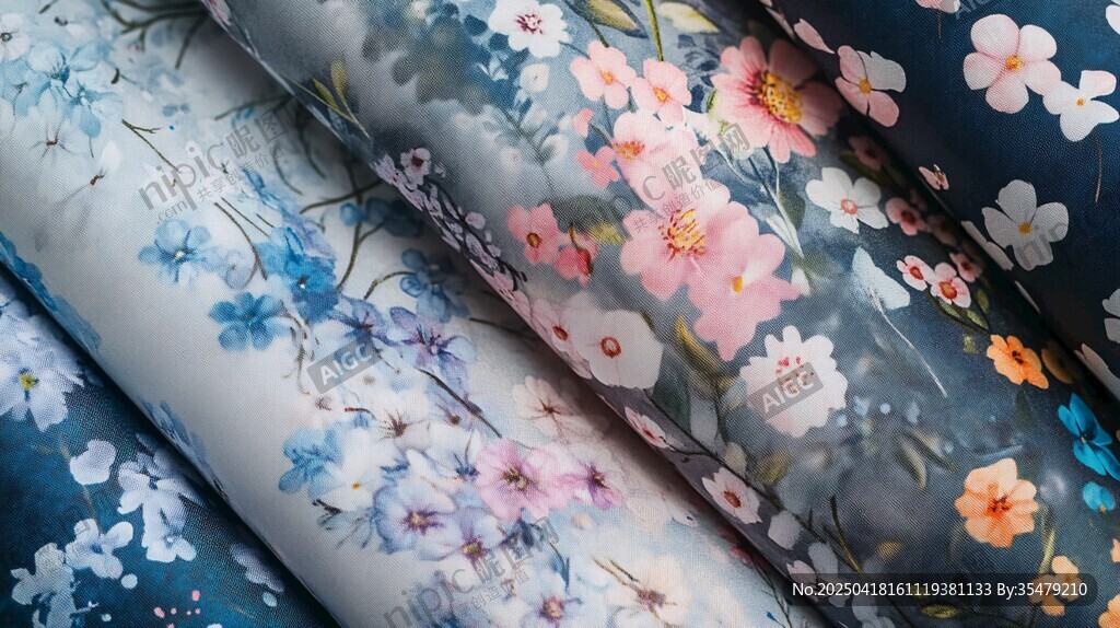 多彩花卉圖案布料展示
