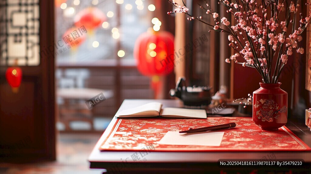 中式書房新春雅致場(chǎng)景