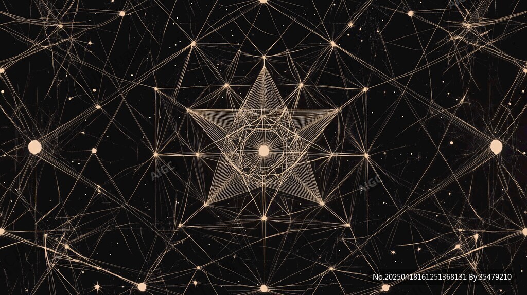 金色星狀幾何網(wǎng)絡(luò)圖案