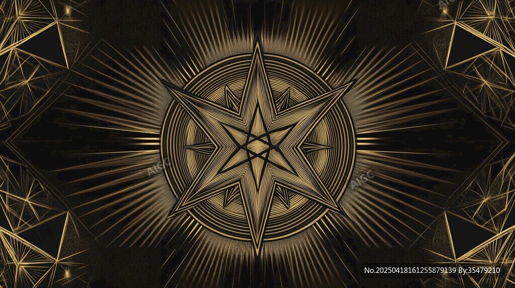 神秘金色五角星幾何圖案