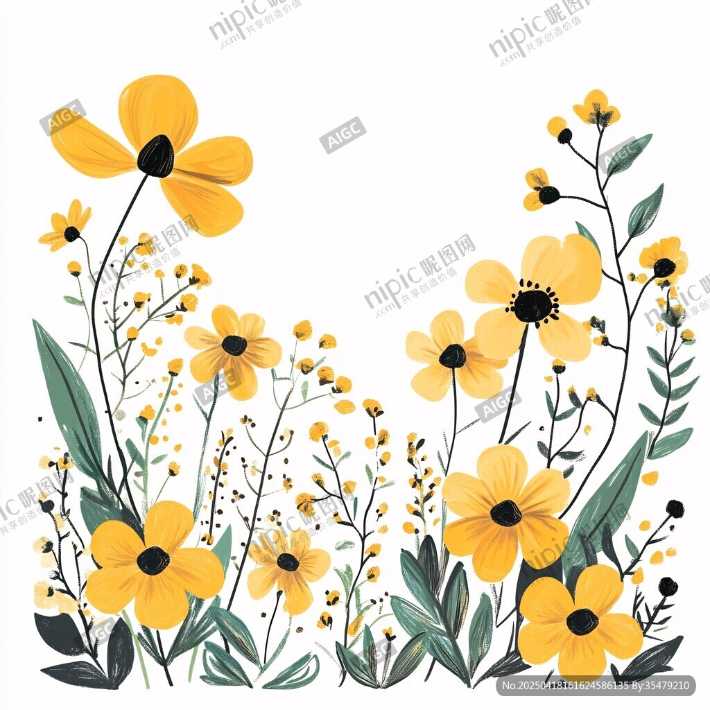 黃色花卉插畫(huà)