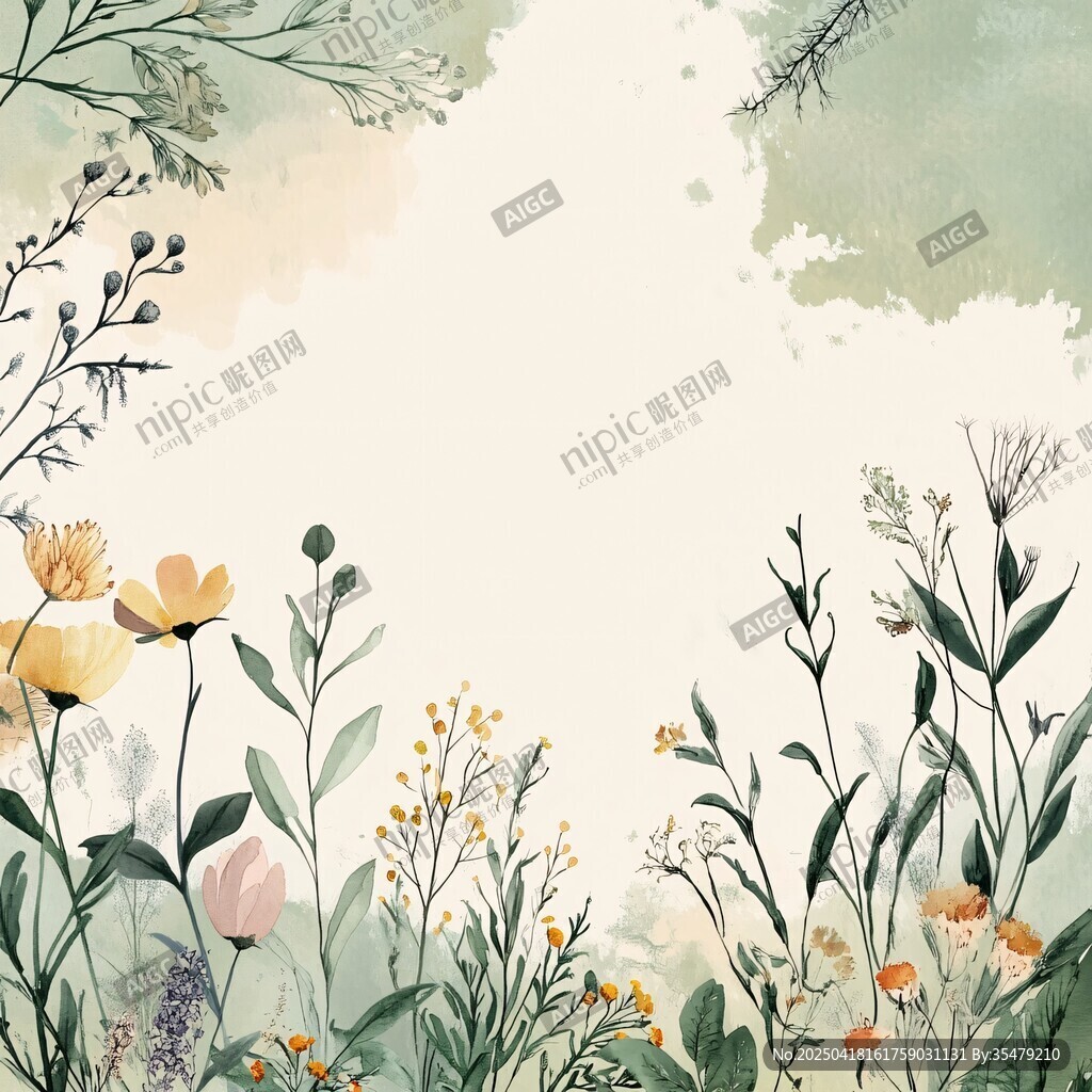 清新花卉手繪背景圖