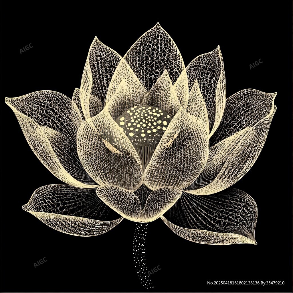 夢幻線條勾勒的精致蓮花