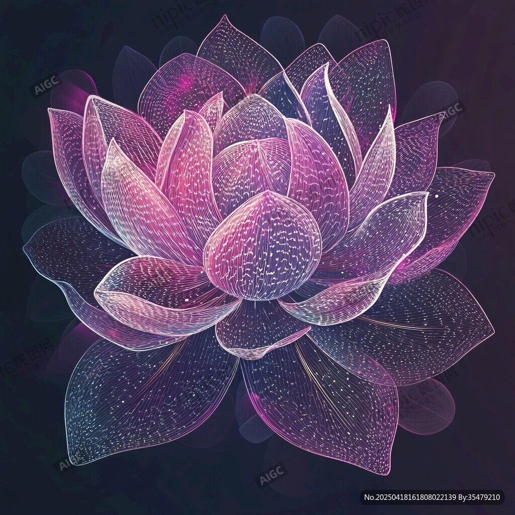 夢幻炫彩透明蓮花圖案