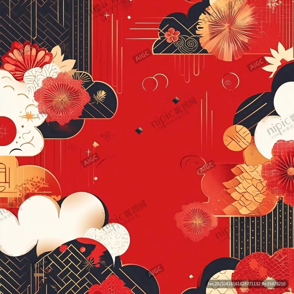 中式喜慶節(jié)日背景插畫