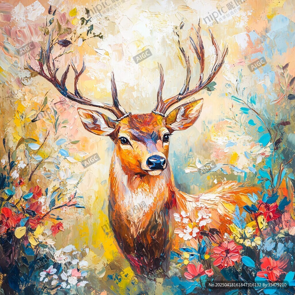 夢(mèng)幻森林中的斑斕雄鹿