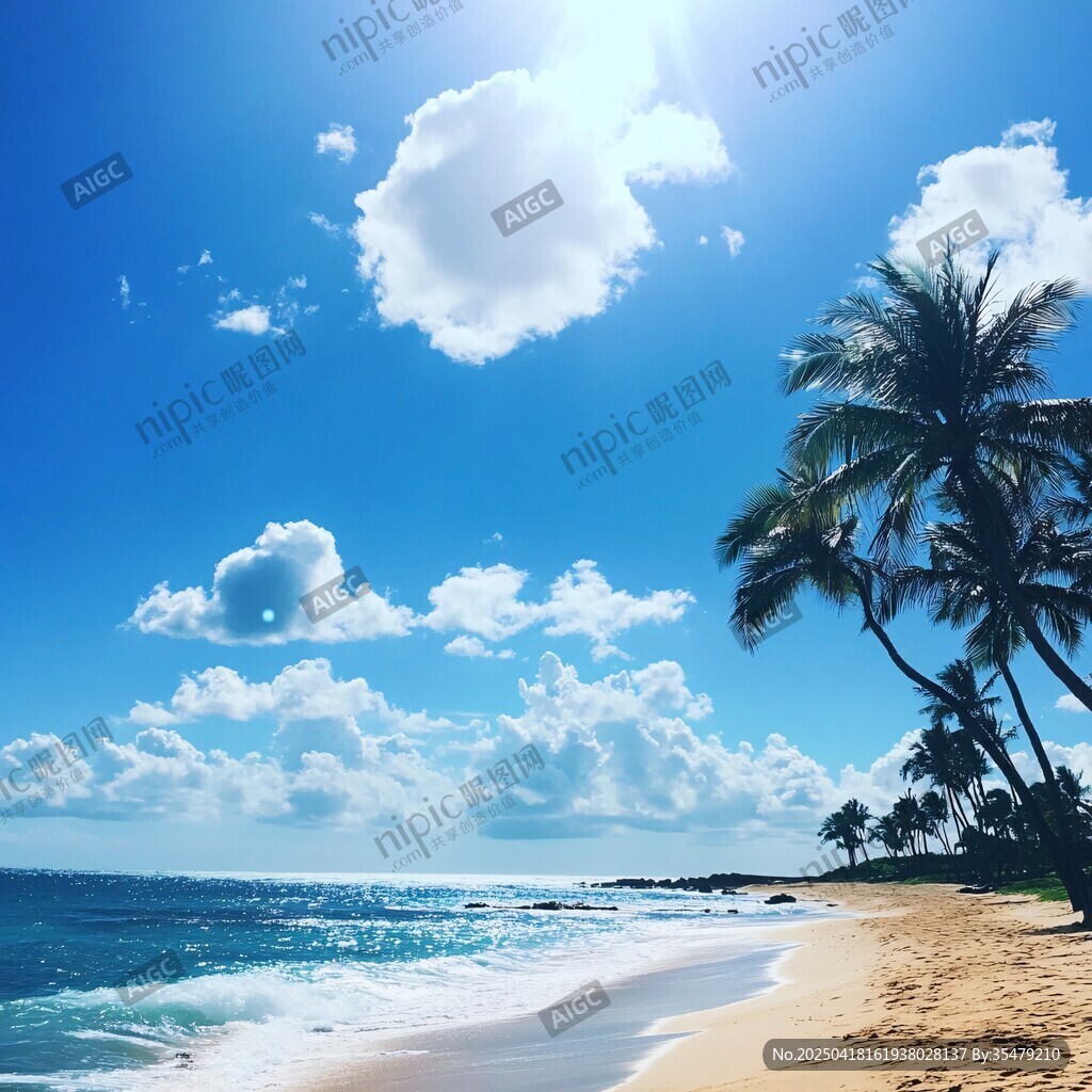 陽光沙灘 椰影搖曳的海濱風(fēng)光