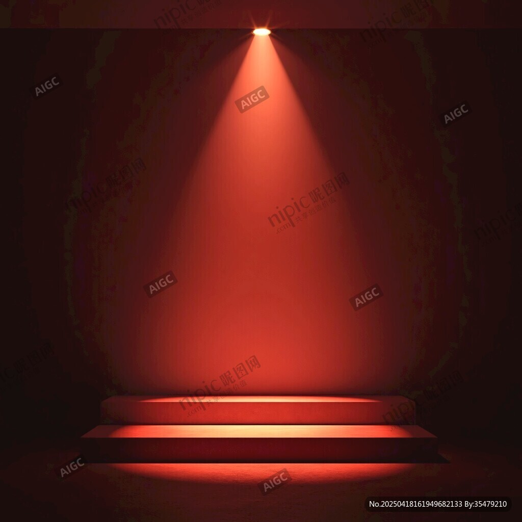 紅色聚光燈下的階梯舞臺(tái)