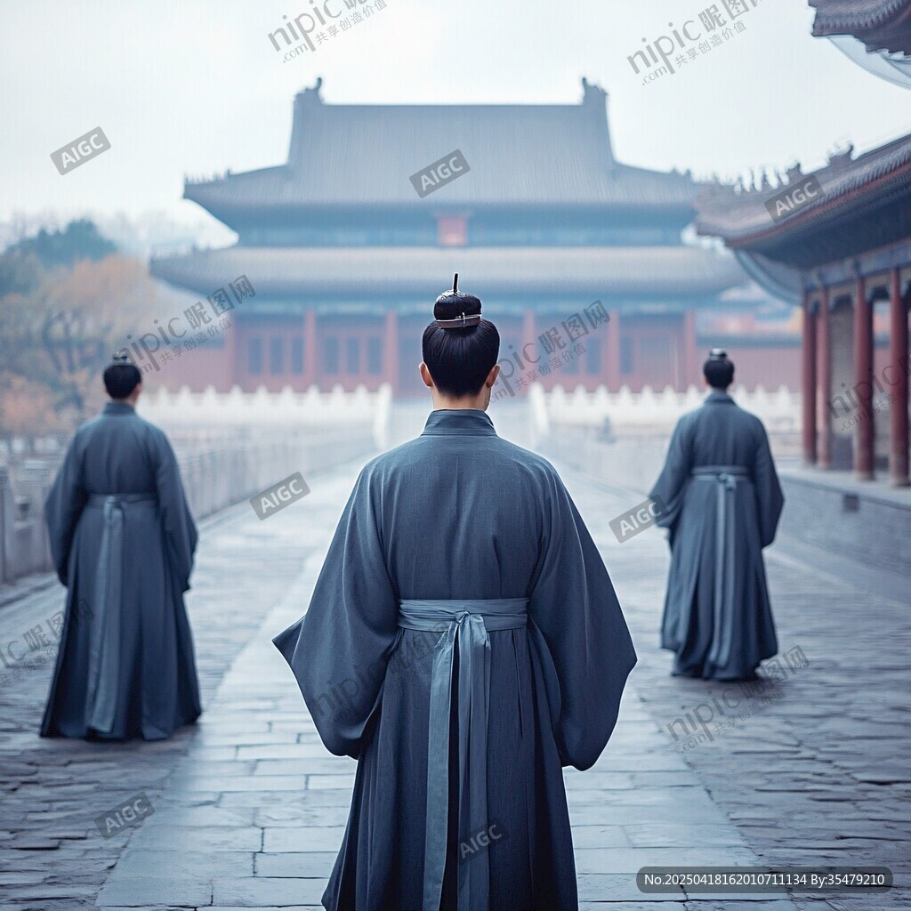古裝男子于古建筑前佇立