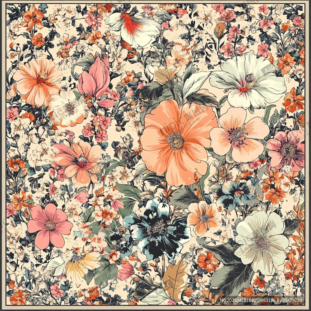 復(fù)古風(fēng)花卉圖案精美壁紙