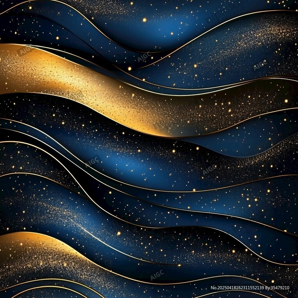 藍(lán)金波浪星空背景圖案