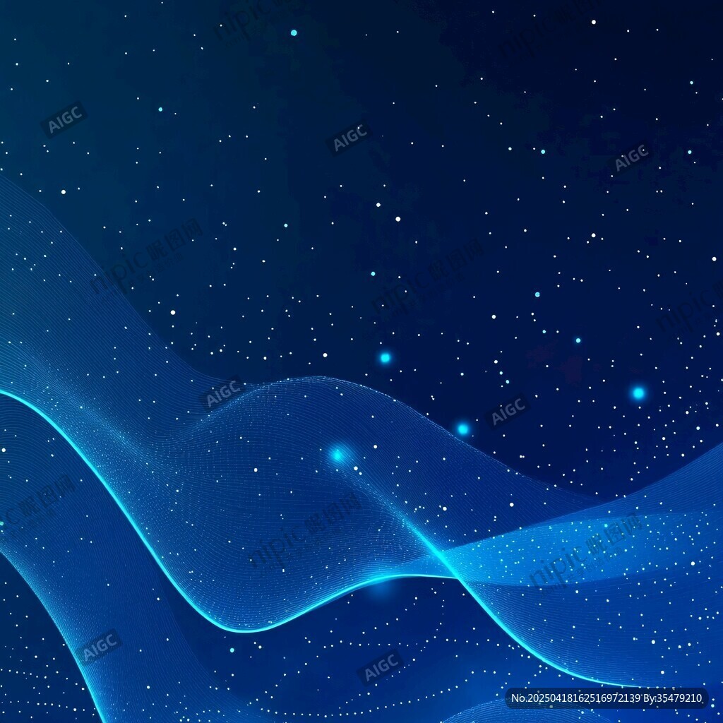 夢幻藍色星空波浪背景圖