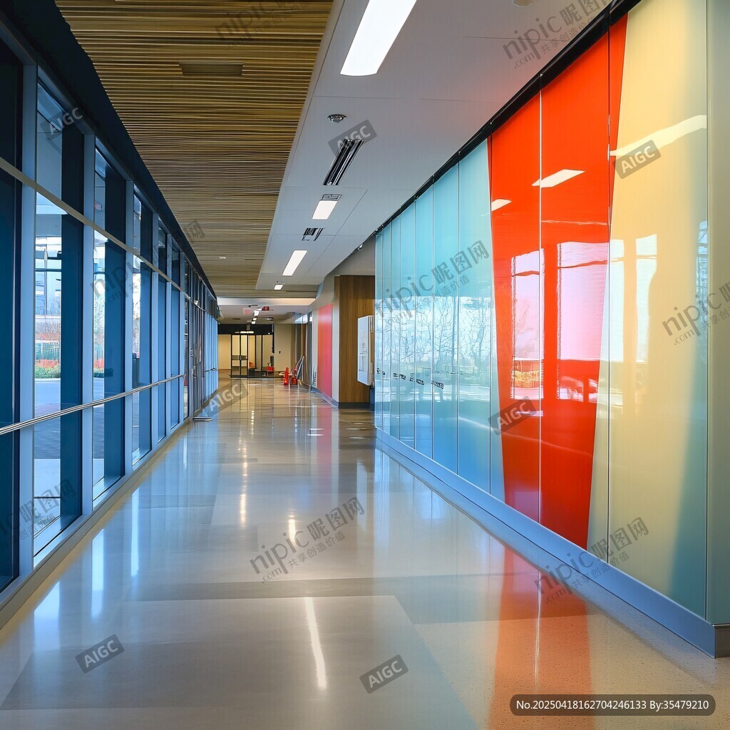 現(xiàn)代多彩走廊辦公空間景觀