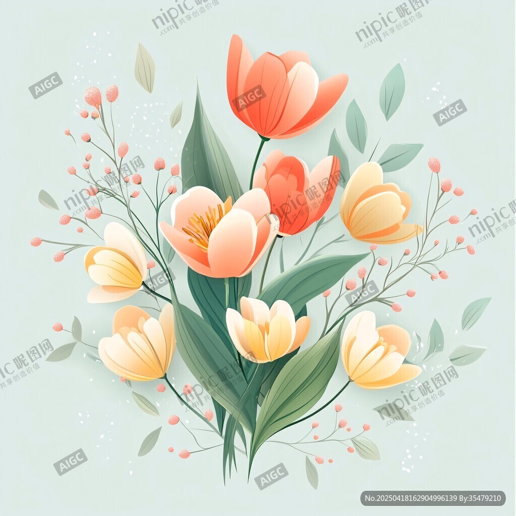 清新手繪風(fēng)郁金香插畫(huà)