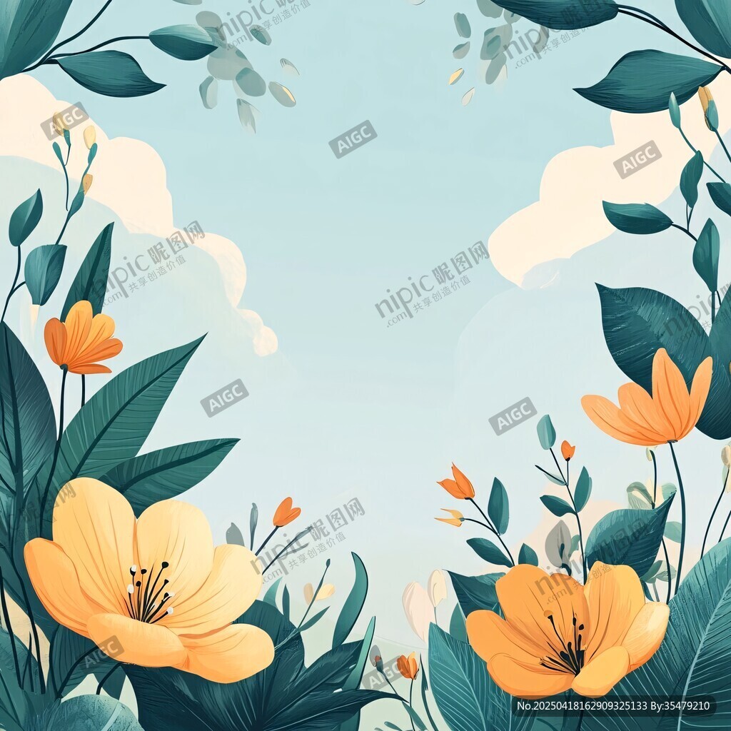 春日花卉清新插畫(huà)背景