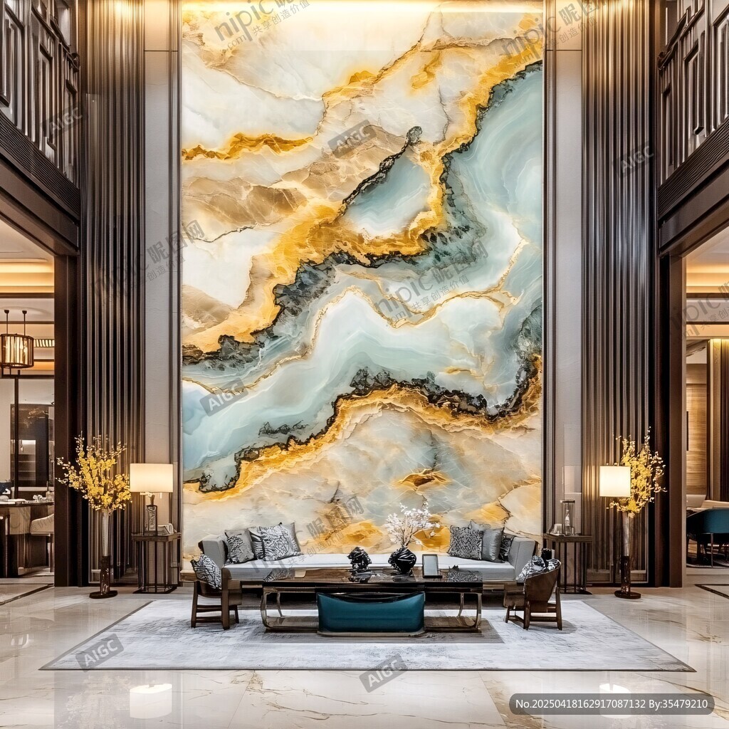 奢雅大理石背景墻客廳景致