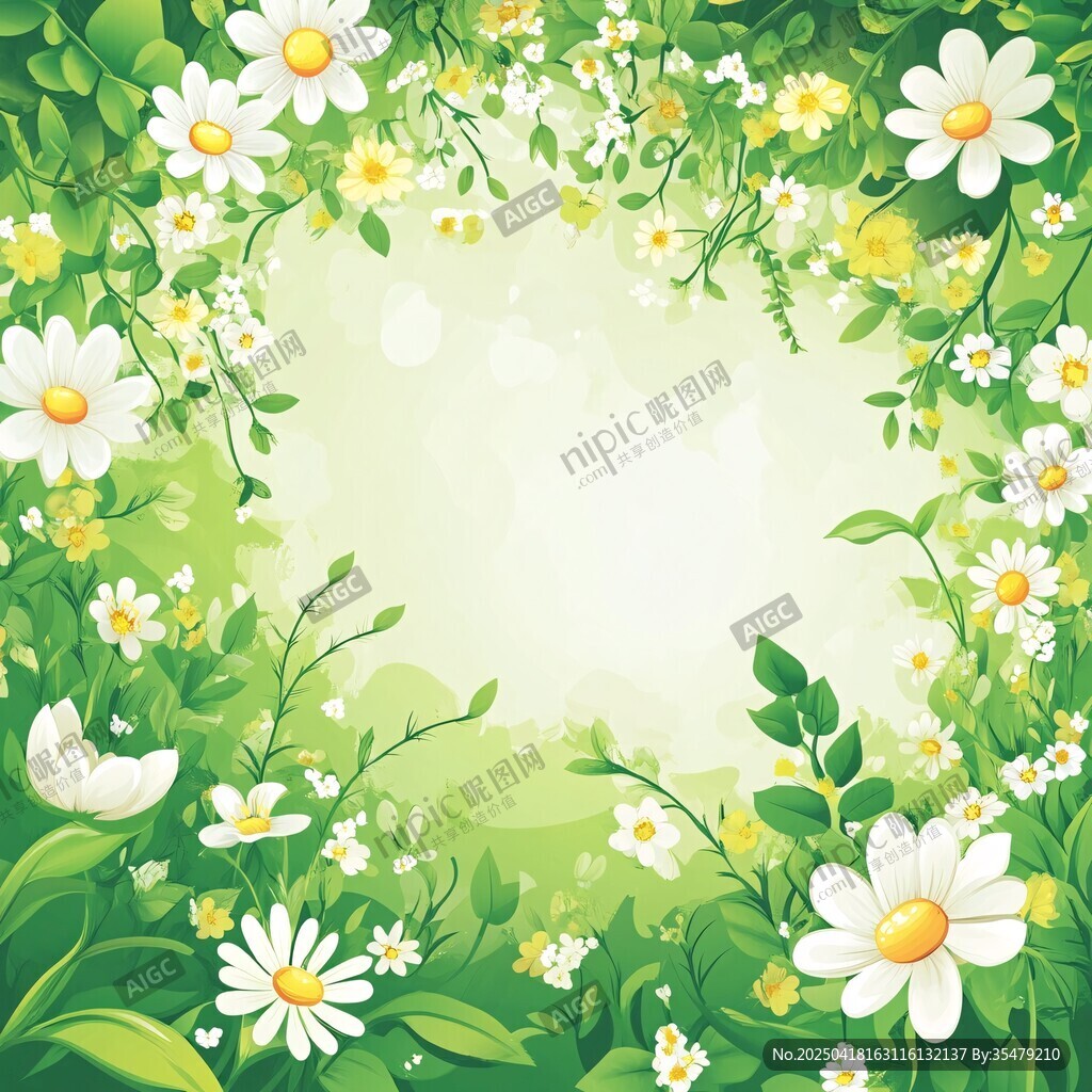 春日雛菊環(huán)繞的清新背景